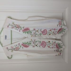 Vintage 80s Symbol Studio Floral Embroidered Linen Vest